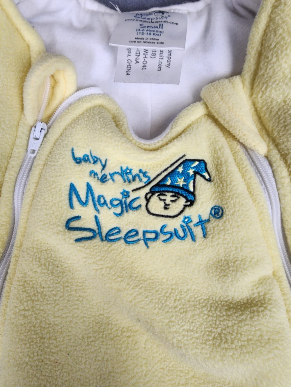 Baby Merlins Magic Sleep Suit 3-6 Months Yellow Cozy Security Puffy Double Zip